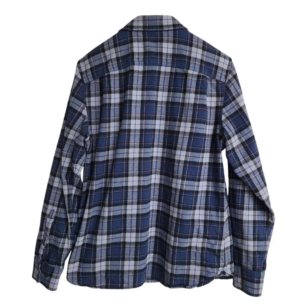 The North Face Flannel Shirt Mens Medium M Blue Gray Plaid Long Sleeve Cotton